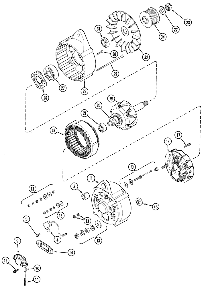 Схема запчастей Case IH 2155 - (4-36) - ALTERNATOR ASSEMBLY (06) - ELECTRICAL SYSTEMS