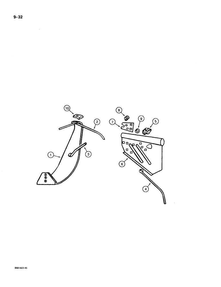 Схема запчастей Case IH 1300 - (9-32) - INNER SHOE SOLE AND GRASS DEFLECTOR (09) - CHASSIS/ATTACHMENTS