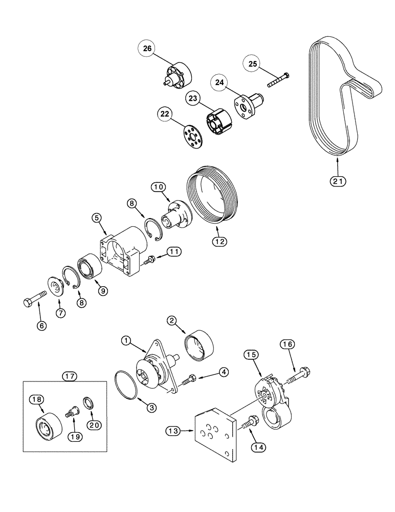 Схема запчастей Case IH MX220 - (02-12) - WATER PUMP SYSTEM, MX180, MX200, MX220, 6T-830/6TAA-830 EMISSIONS CERTIFIED ENGINE (02) - ENGINE