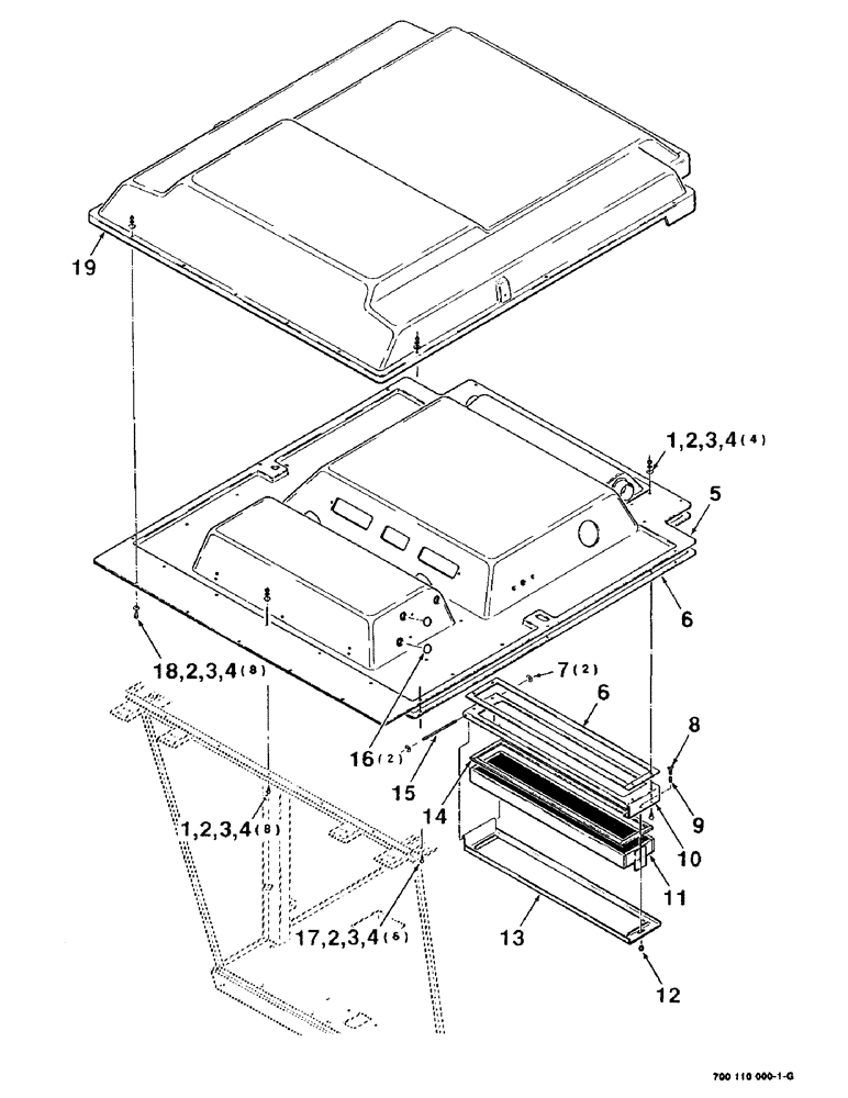 Схема запчастей Case IH 8830 - (7-16) - CAB ROOF AND FRAME ASSEMBLY (09) - CHASSIS