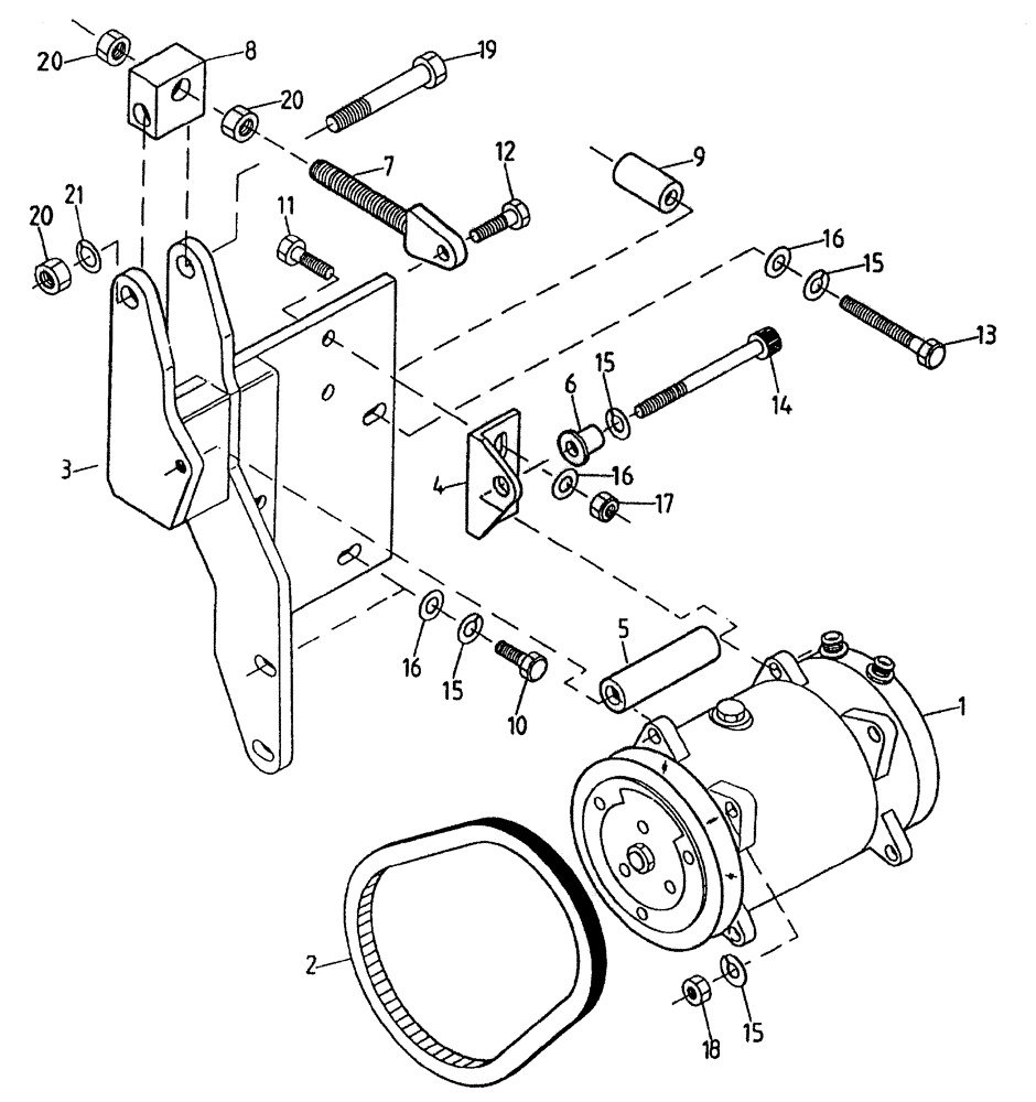 Схема запчастей Case IH 7700 - (A06[30A]) - AIR CONDITIONER COMPRESSOR/MOUNT/BELT {L10} Mainframe & Functioning Components