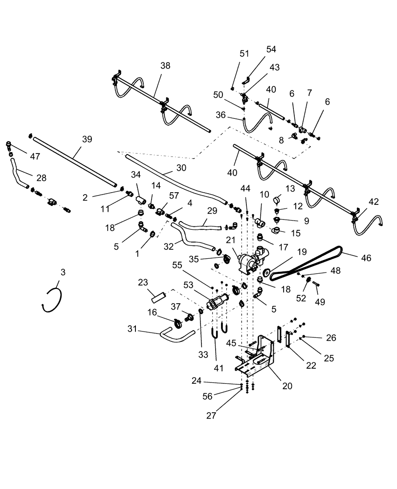 Схема запчастей Case IH 1220 - (75.110.16) - LIQUID FERTILIZER PISTON PUMP SYSTEM AND SECONDARY DRIVE, 6 ROW RIGID TRAILING (75) - SOIL PREPARATION