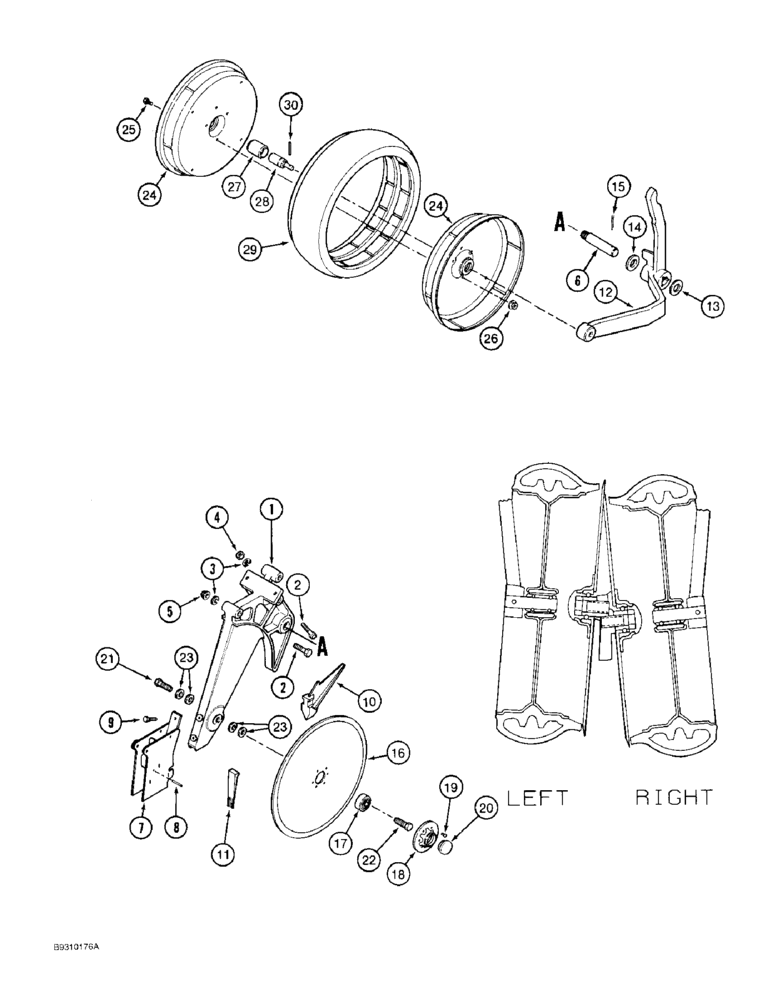 Схема запчастей Case IH 950 - (9D-06) - DISK OPENER AND GAUGE WHEEL (09) - CHASSIS/ATTACHMENTS