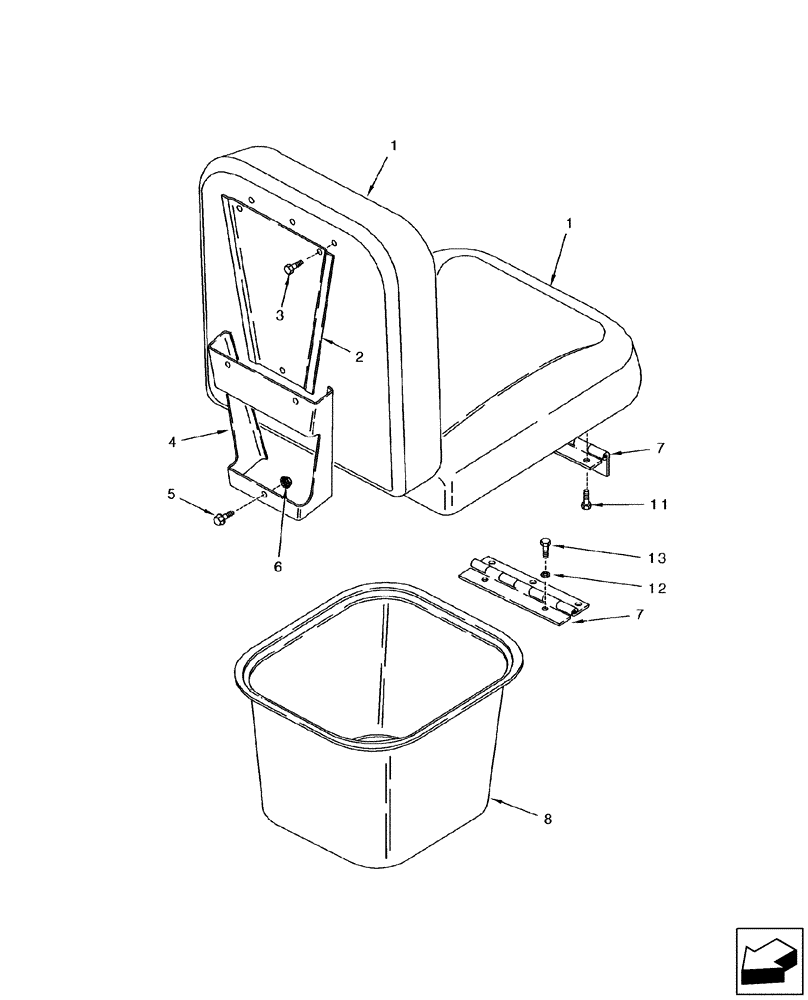 Схема запчастей Case IH 2588 - (90.120.09) - SEAT, INSTRUCTIONAL - STORAGE TRAY (90) - PLATFORM, CAB, BODYWORK AND DECALS