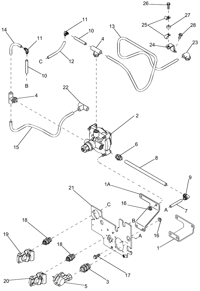 Схема запчастей Case IH MX275 - (07-17) - TRAILER BRAKES - PNEUMATIC, COUPLERS, TRIPLE LINE (07) - BRAKES