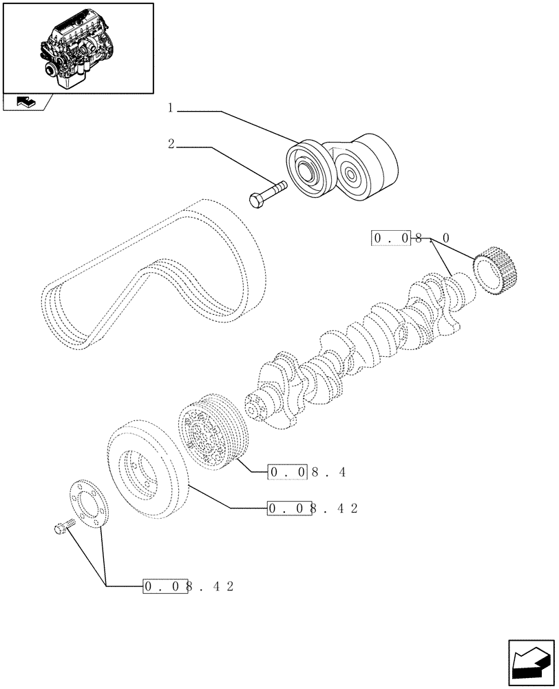 Схема запчастей Case IH F3BE0684J E902 - (0.08.4/ A) - PULLEY - CRANHSHAFT (504087154) 