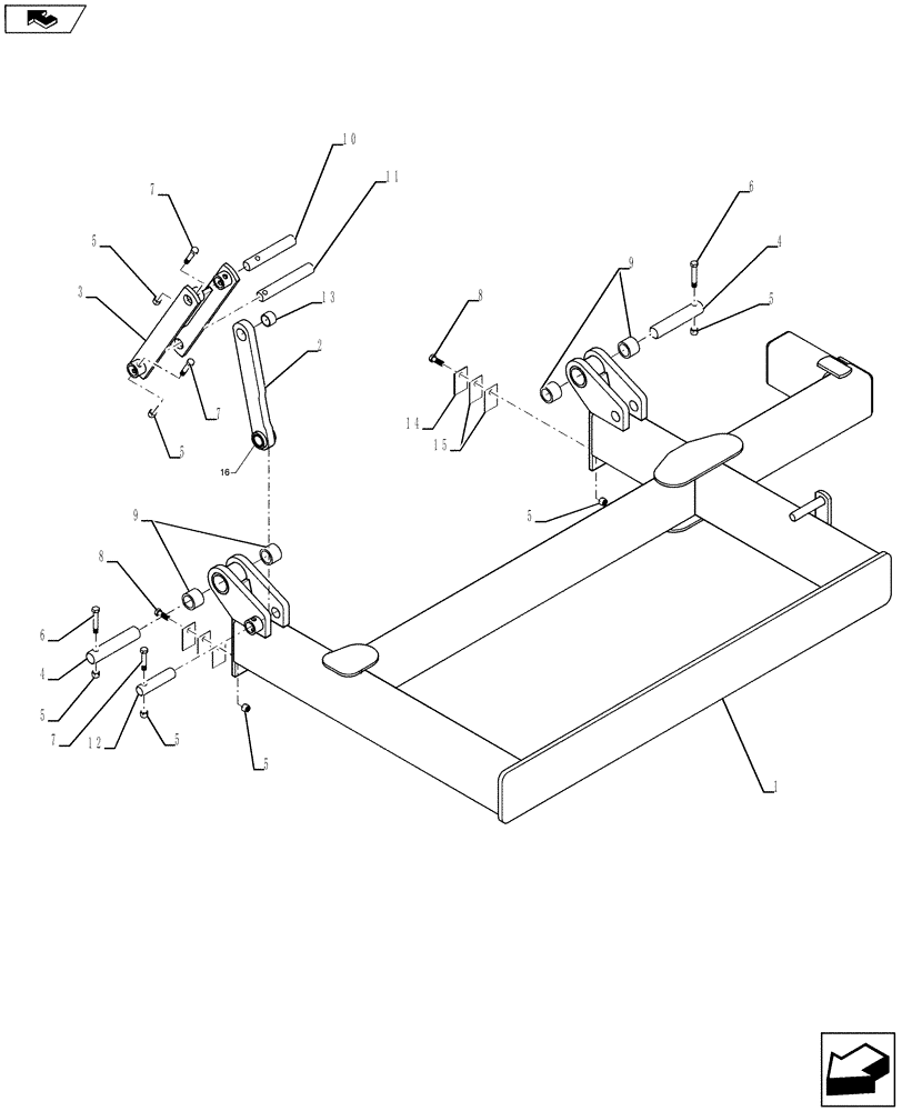 Схема запчастей Case IH 955 - (39.100.05) - OUTER WING FRAME 16 ROW (39) - FRAMES AND BALLASTING