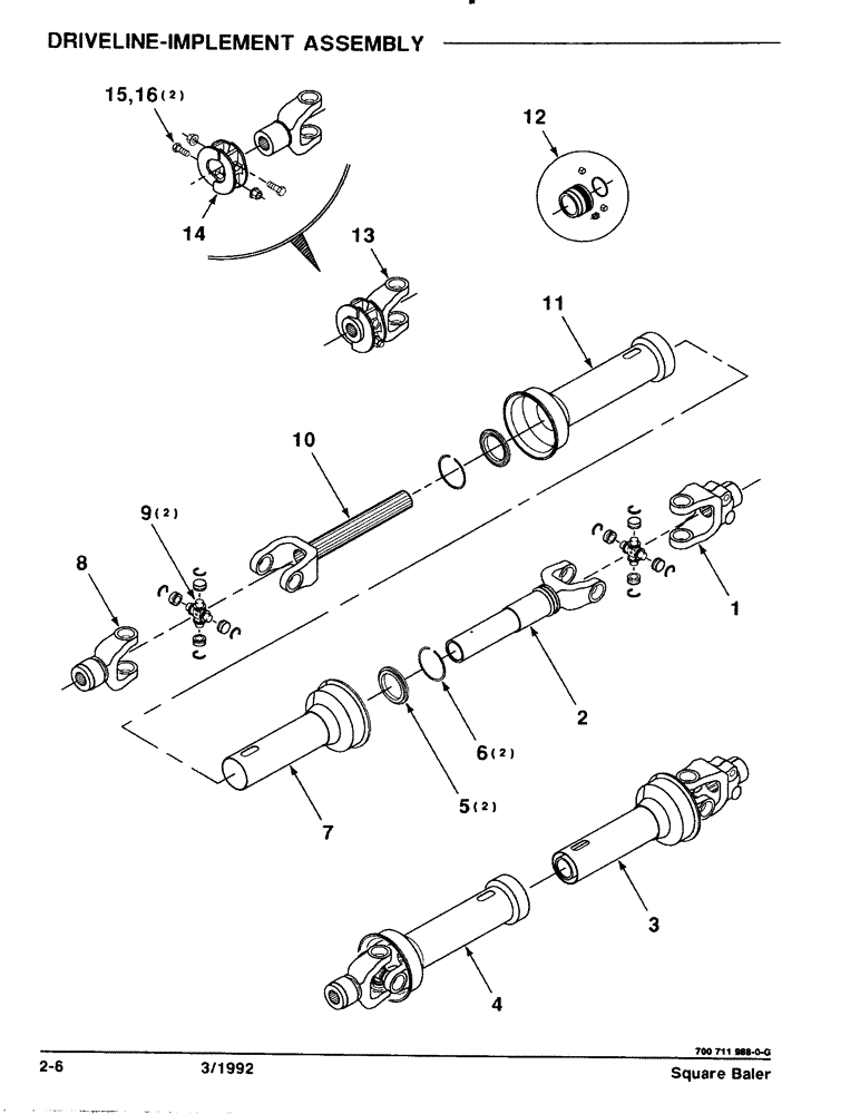 Схема запчастей Case IH 8570 - (2-06) - DRIVELINE IMPLEMENT ASSEMBLY Driveline