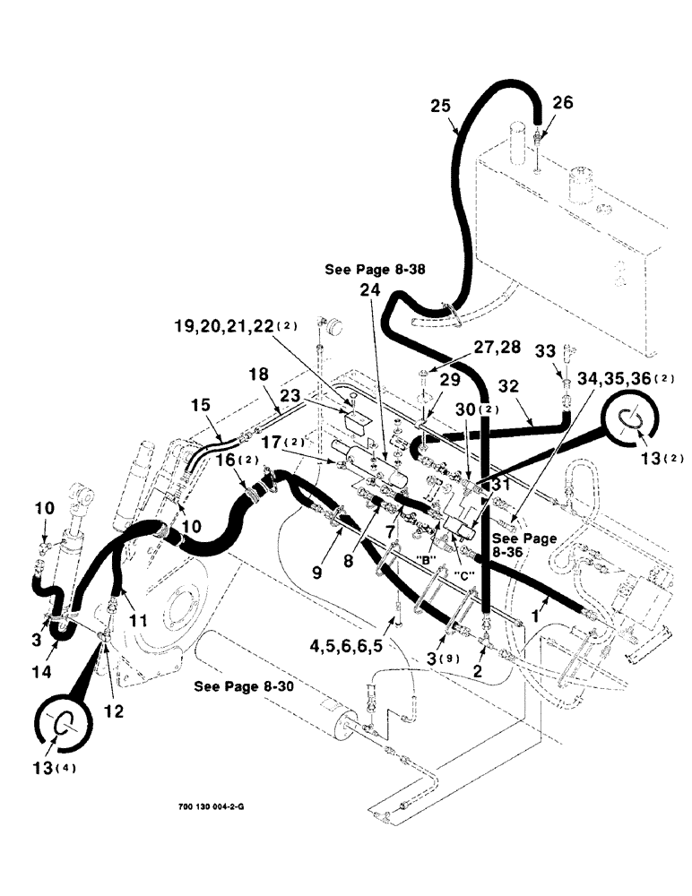 Схема запчастей Case IH 8850 - (08-34) - HEADER LIFT HYDRAULIC ASSEMBLY, RIGHT (08) - HYDRAULICS