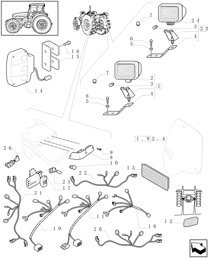 Схема запчастей Case IH MXU115 - (1.75.6[03A]) - REAR LIGHT - D5060 (06) - ELECTRICAL SYSTEMS