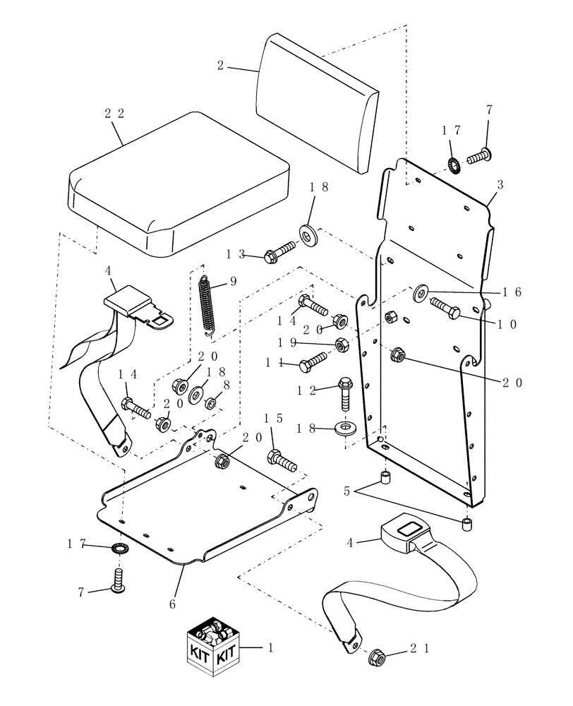 Схема запчастей Case IH WDX1101 - (021[1]) - INSTRUCTORS SEAT (90) - PLATFORM, CAB, BODYWORK AND DECALS