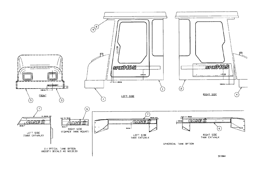 Схема запчастей Case IH SPX3150 - (246) - DECALS, EXTERIOR DECALS, GRAPHICS (90) - PLATFORM, CAB, BODYWORK AND DECALS