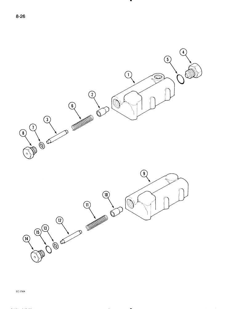 Схема запчастей Case IH 695 - (8-26) - REGULATOR VALVE ASSEMBLY, FORWARD AND REVERSE (08) - HYDRAULICS