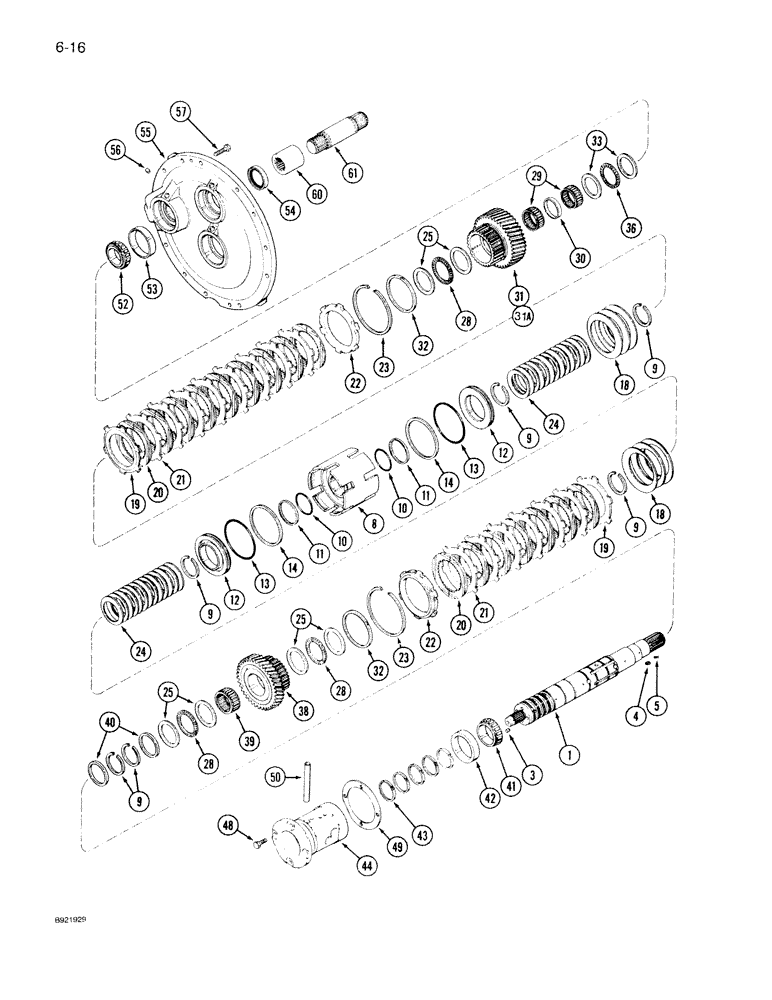 Схема запчастей Case IH 7140 - (6-016) - TRANSMISSION SPEED, INPUT SHAFT WITHOUT CREEPER, TRANSMISSION S/N AJB0055133 AND AFTER (06) - POWER TRAIN