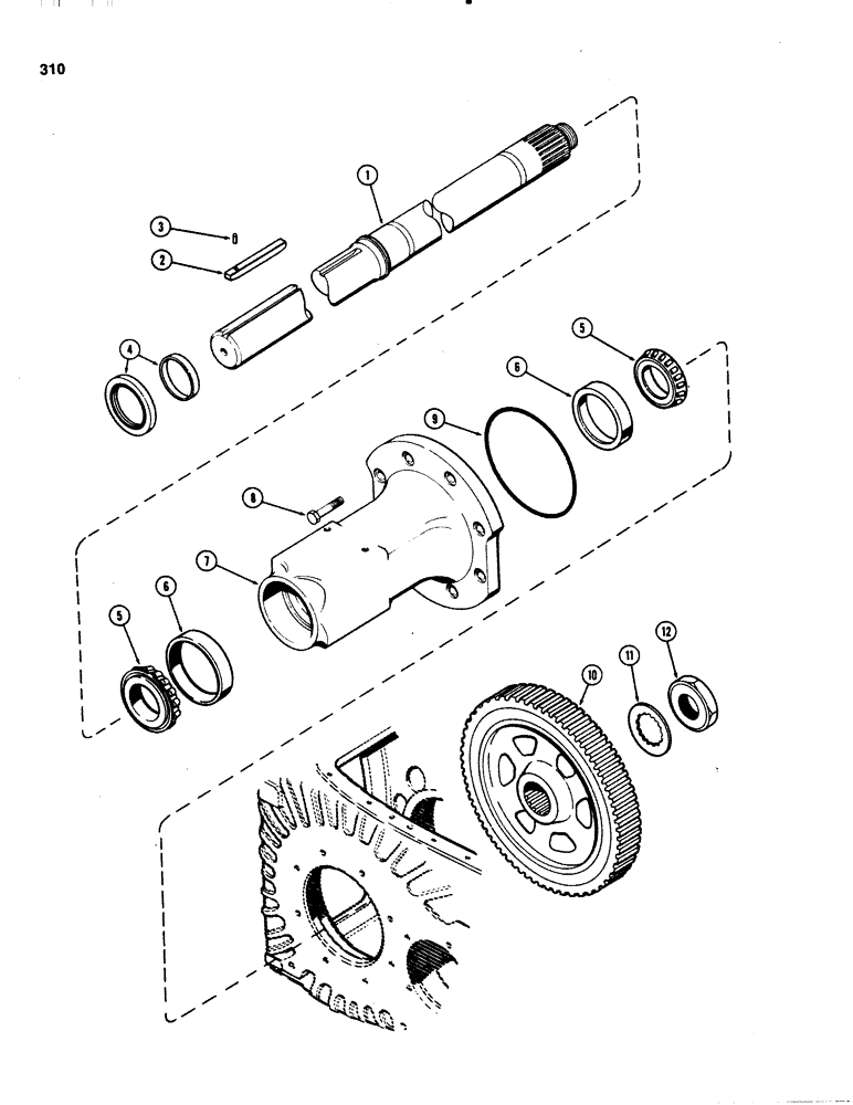 Схема запчастей Case IH 1070 - (0310) - 88 INCH REAR AXLE, SHORT, 3-3/16 INCH DIAMETER AXLE SHAFT (06) - POWER TRAIN