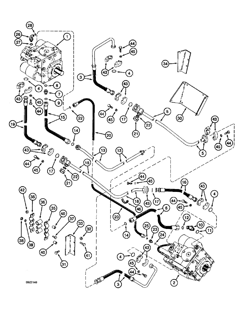 Схема запчастей Case IH 1688 - (6-12) - HYDROSTATIC PUMP AND MOTOR SYSTEM, TWO SPEED MOTOR, CORN, GRAIN, AND RICE COMBINE (03) - POWER TRAIN
