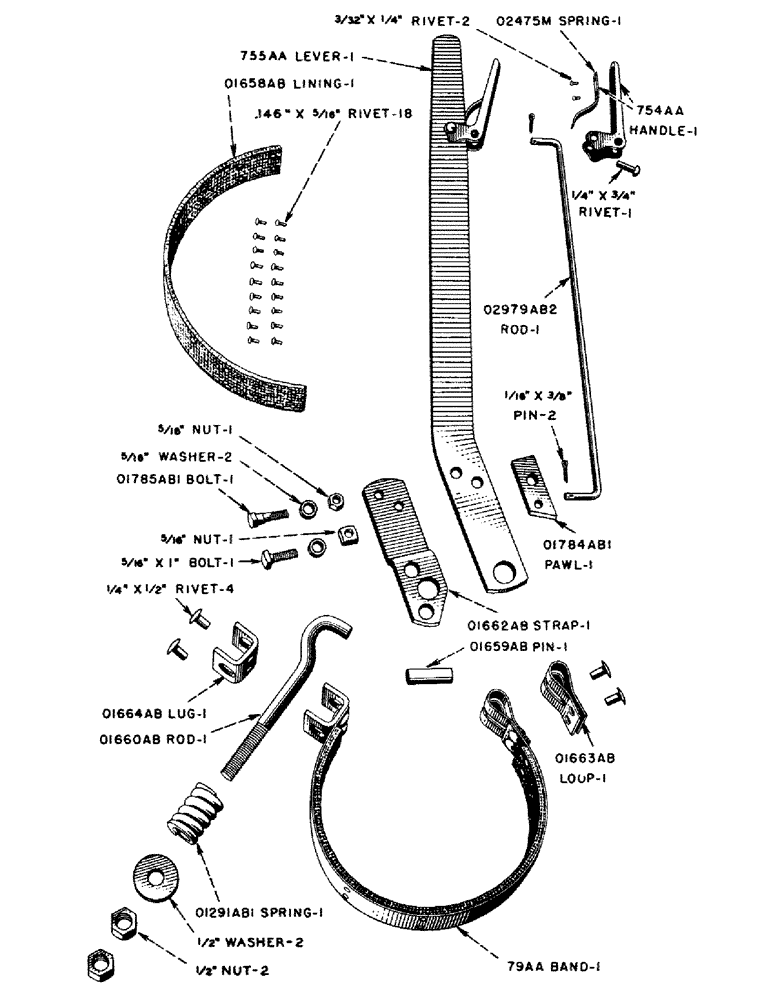 Схема запчастей Case IH DC-SERIES - (062) - TRANSMISSION HAND BRAKE, D, DC, DH, DO, DV (06) - POWER TRAIN