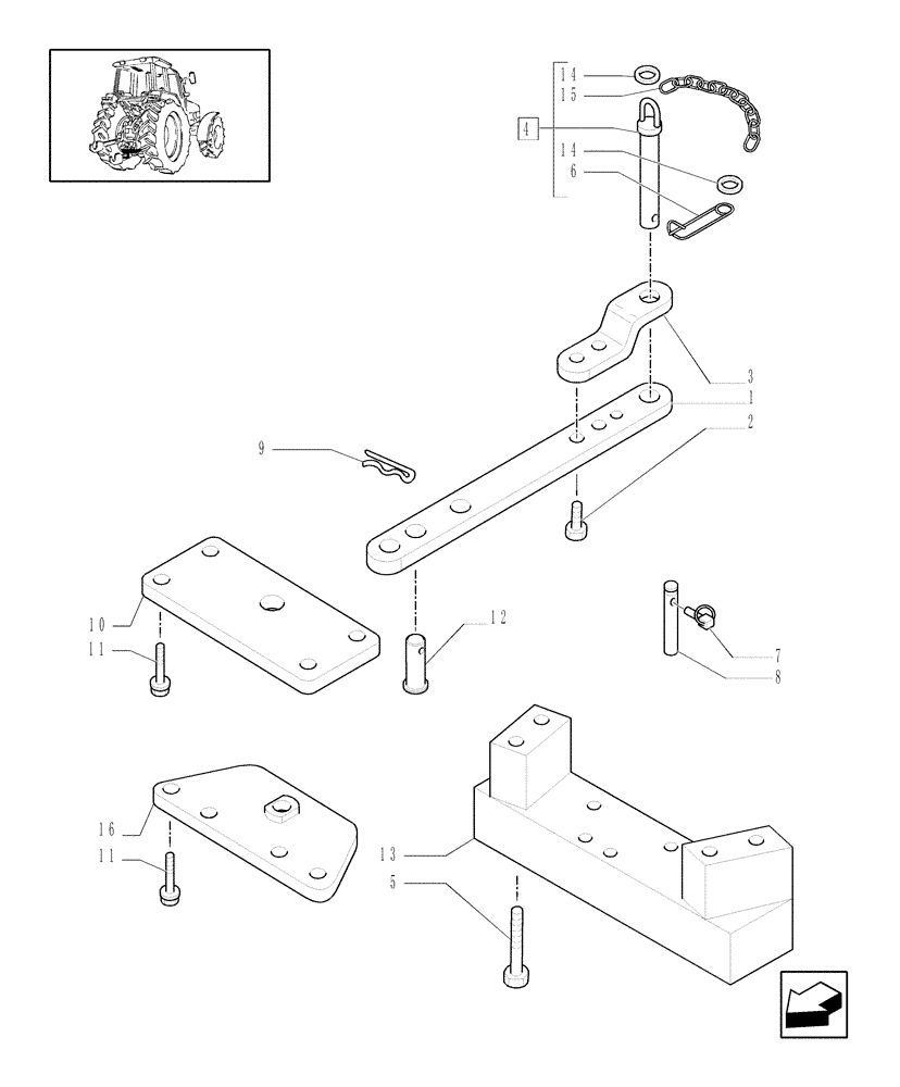 Схема запчастей Case IH MAXXUM 100 - (1.89.0/01) - DRAWBAR FOR SLIDING SUPPORT - (ITALY) (VAR.331918) (09) - IMPLEMENT LIFT