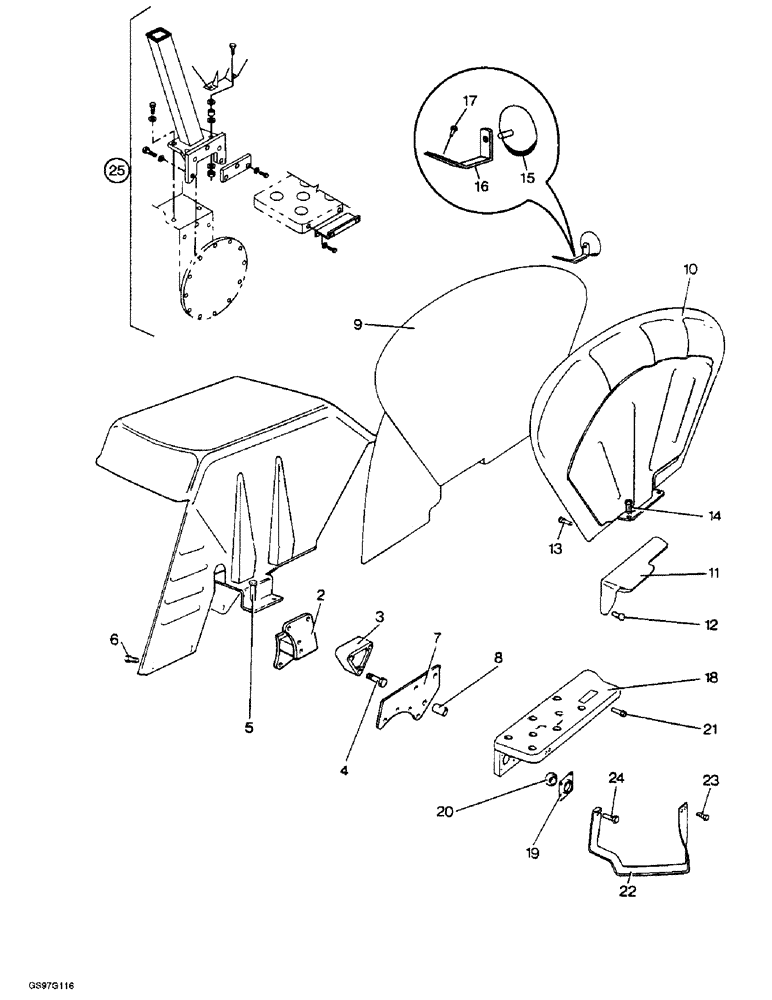 Схема запчастей Case IH 1210 - (9-034) - FENDERS, FRAME PLATFORMS AND ROPS ATTACHMENT, 1210, 1210 FOUR-WHEEL DRIVE AND 1212 TRACTORS (09) - CHASSIS/ATTACHMENTS