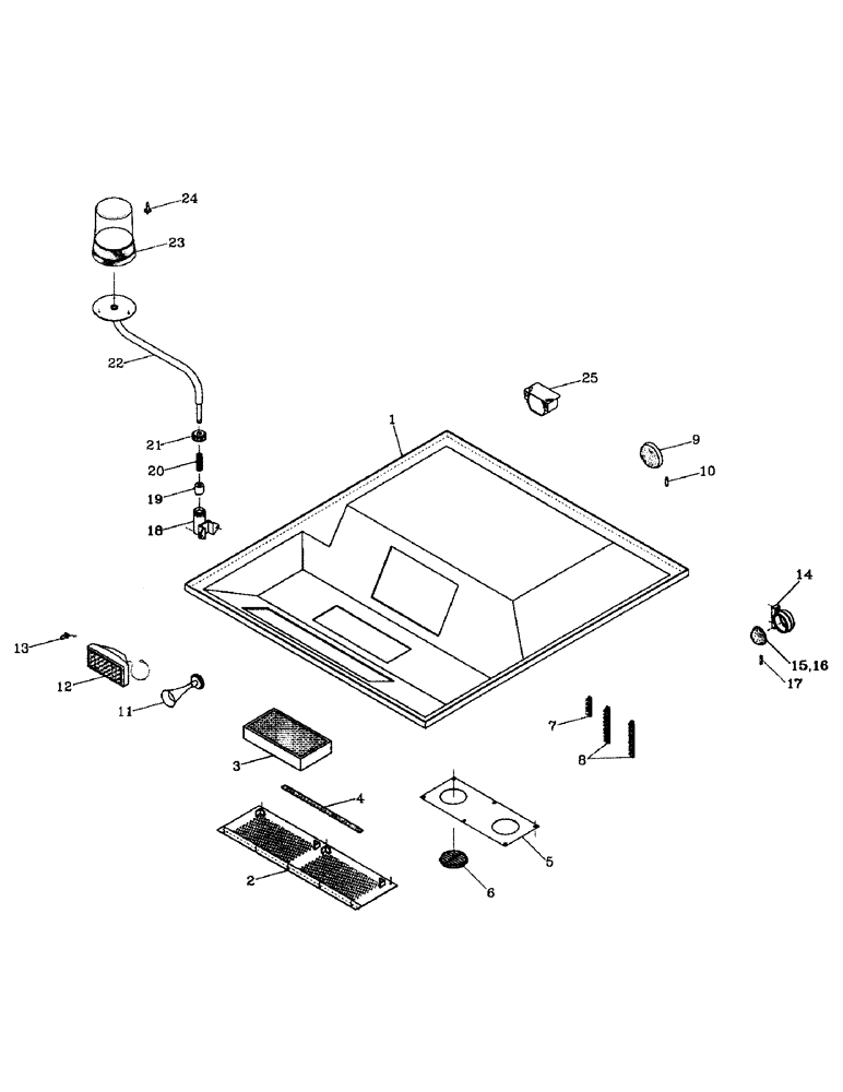 Схема запчастей Case IH 7000 - (A11-03) - CABIN LINER AND LIGHTS Mainframe & Functioning Components