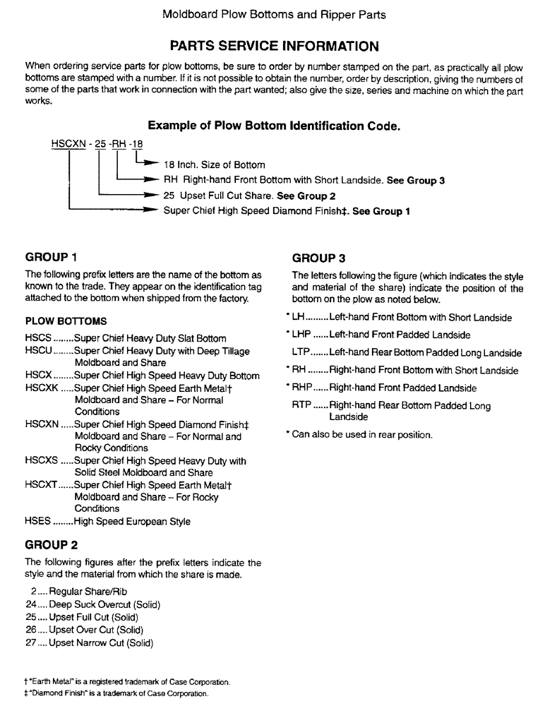 Схема запчастей Case IH HSCXN - (1-9) - PARTS SERVICE INFORMATION 