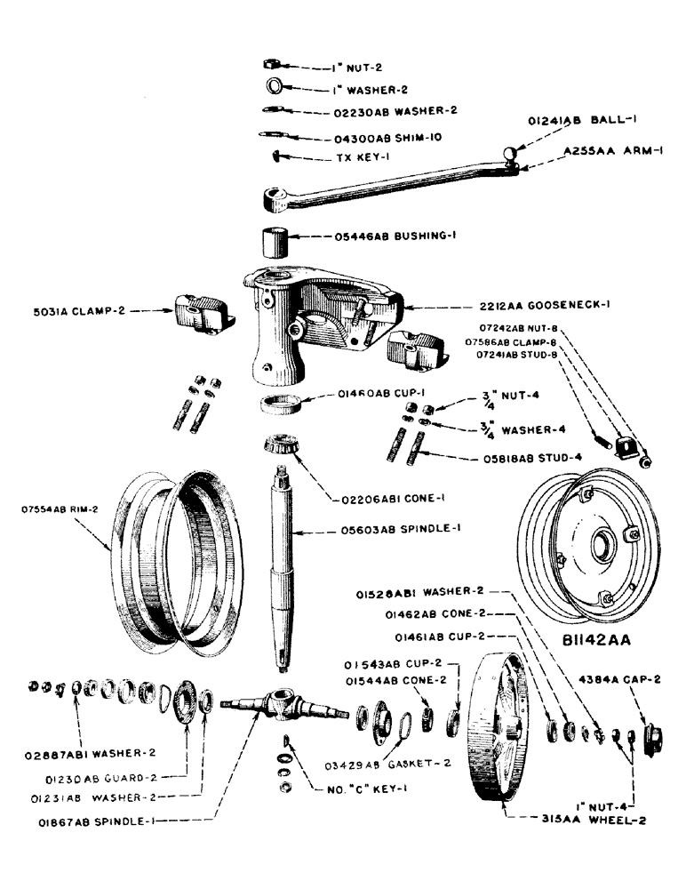 Схема запчастей Case IH DC-SERIES - (091) - DUAL FRONT WHEEL AND SPINDLE, FOR "DC" TRACTOR (06) - POWER TRAIN