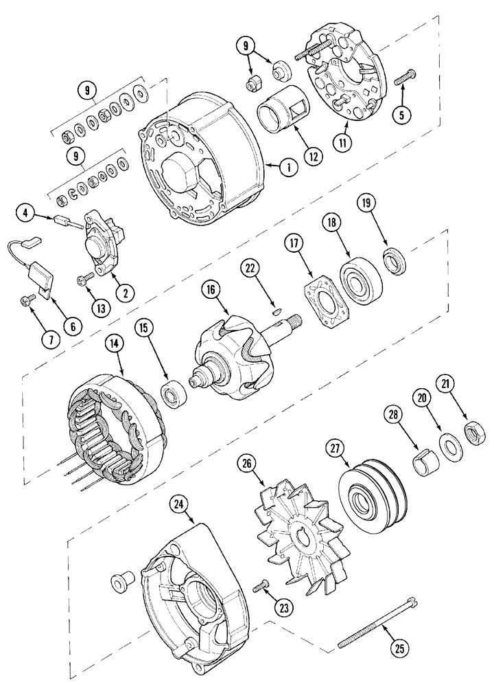 Схема запчастей Case IH MX100C - (04-20) - ALTERNATOR, 95 AMPERE (04) - ELECTRICAL SYSTEMS