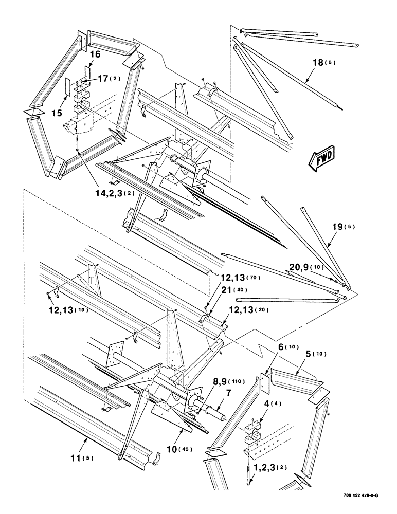 Схема запчастей Case IH 8220 - (2-20) - REEL ASSEMBLY, 25 FOOT (58) - ATTACHMENTS/HEADERS