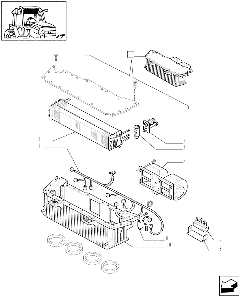 Схема запчастей Case IH JX60 - (1.92.94/01A[01A]) - AIR CONDITIONING - BREAKDOWN - D7039 (10) - OPERATORS PLATFORM/CAB