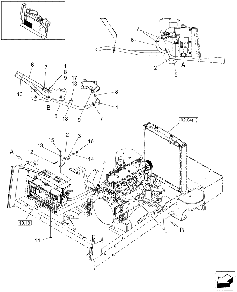 Схема запчастей Case IH WD1903 - (10.17) - HEATER LINES (10) - CAB