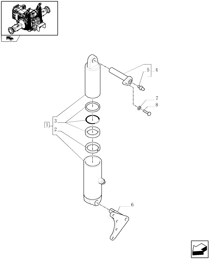 Схема запчастей Case IH MAXXUM 110 - (1.82.6) - HYDRAULIC POWER LIFT - CYLINDER AND PINS (07) - HYDRAULIC SYSTEM
