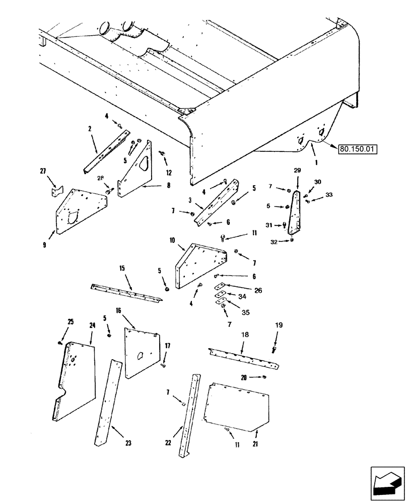 Схема запчастей Case IH 2588 - (80.150.10) - GRAIN TANK - SUPPORTS, LOWER (80) - CROP STORAGE/UNLOADING