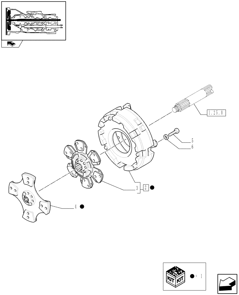 Схема запчастей Case IH FARMALL 90 - (1.25.0/01[01]) - SINGLE LEVER PTO - CLUTCH - C6911 (VAR.335250) (03) - TRANSMISSION