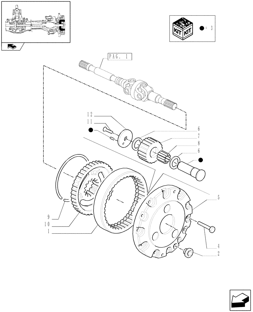 Схема запчастей Case IH FARMALL 95U - (1.40.0/10[02]) - FRONT AXLE - DIFFERENTIAL GEARS AND SHAFT (04) - FRONT AXLE & STEERING