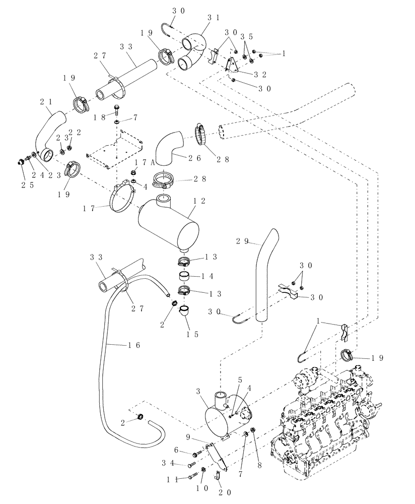 Схема запчастей Case IH WDX1701 - (060) - AIR CLEANER & MUFFLER (10) - ENGINE