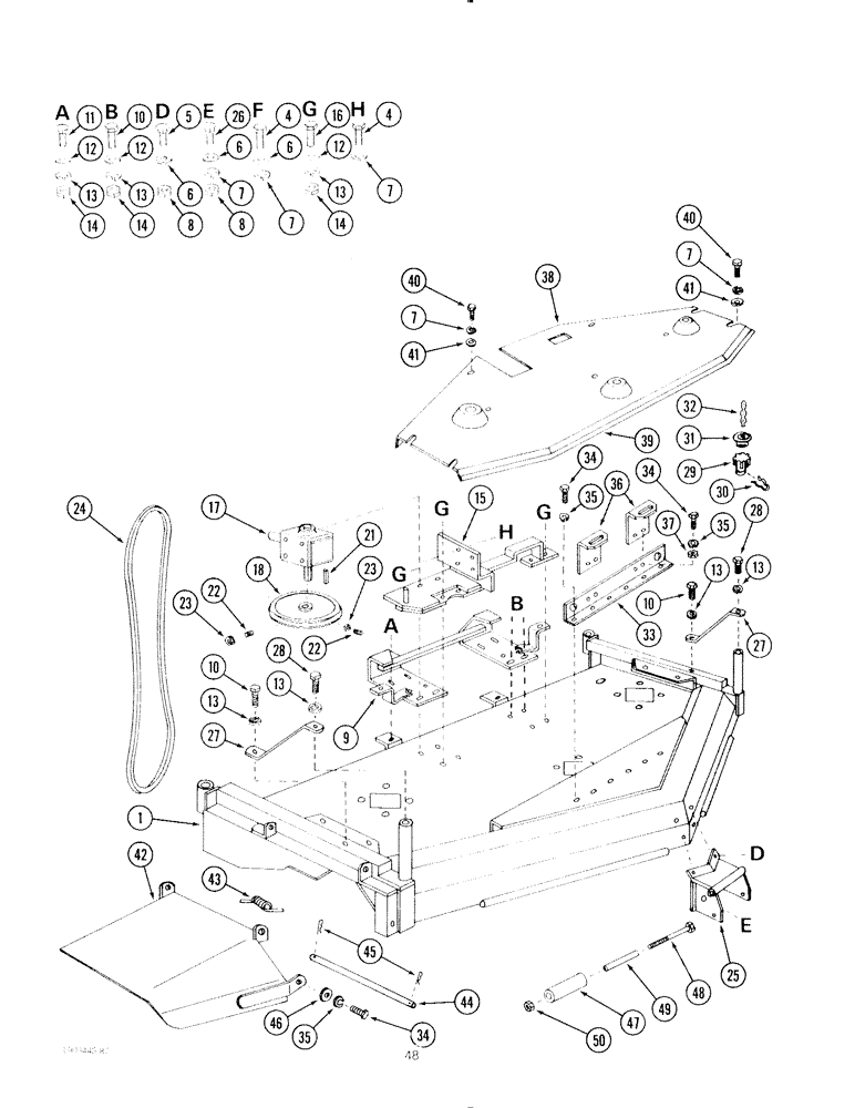 Схема запчастей Case IH 72MS - (48) - MOWER DECK, 275 TRACTOR 