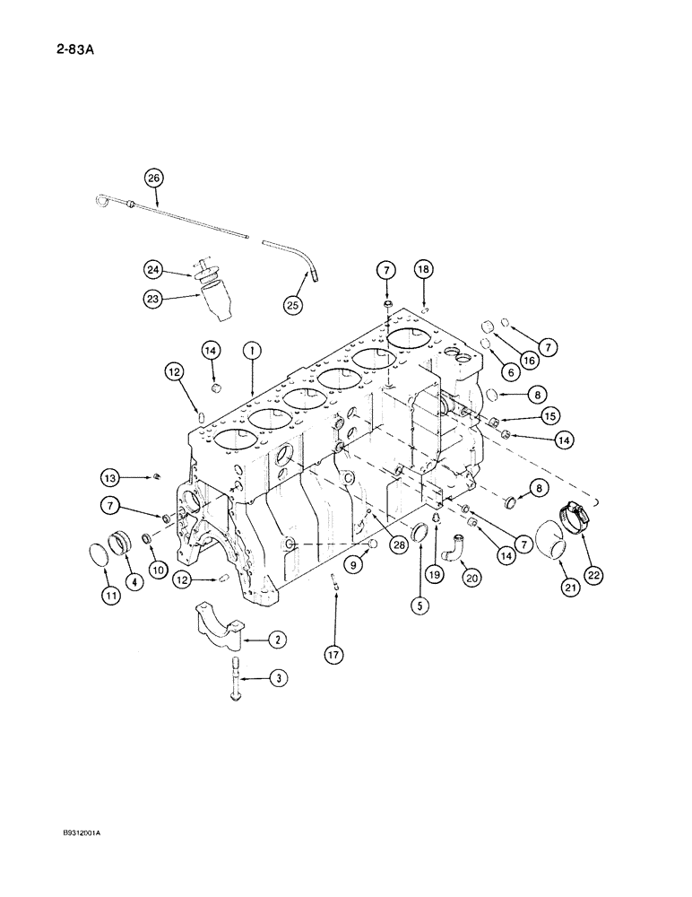 Схема запчастей Case IH 7150 - (2-083A) - CYLINDER BLOCK, 6TA-830 ENGINE, ENGINE S/N 44823528 AND AFTER (02) - ENGINE