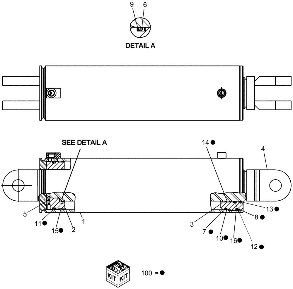 Схема запчастей Case IH 1260 - (35.116.07) - HYDRAULIC CYLINDER - 6 1/4" X 20" PHASE (35) - HYDRAULIC SYSTEMS