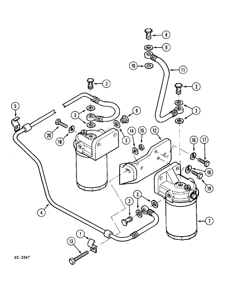Схема запчастей Case IH 248 - (3-150) - FUEL FILTER AND CONNECTIONS FOR VE INJECTION PUMP, 248, 485 (03) - FUEL SYSTEM