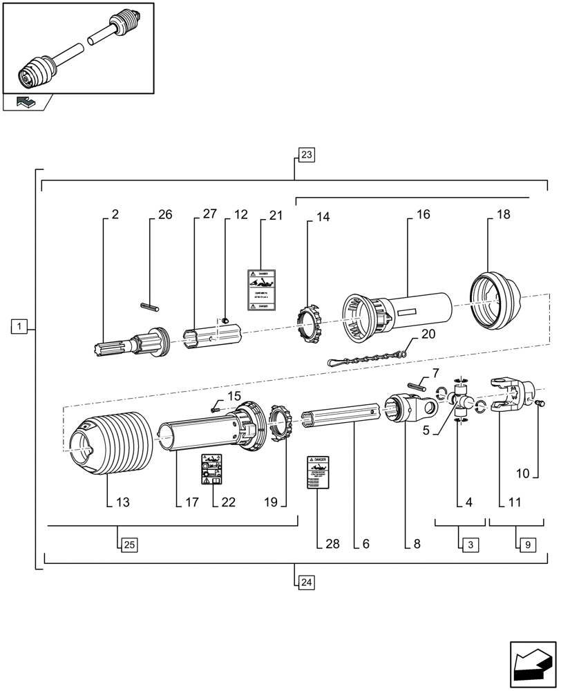 Схема запчастей Case IH LB333R - (01.04[01]) - POWER TAKE-OFF, REAR (01) - POWER TAKE OFF