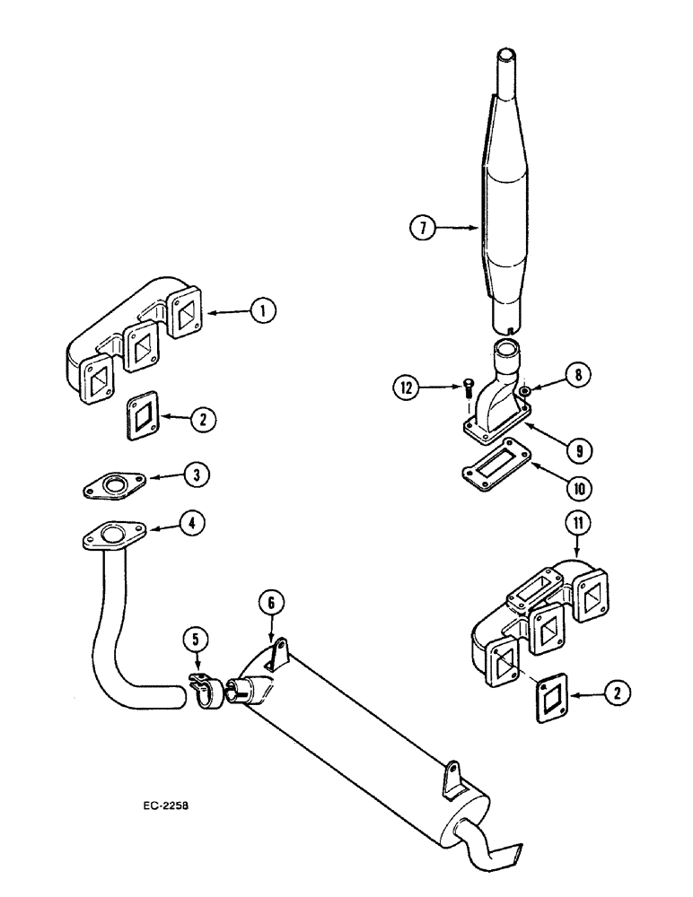 Схема запчастей Case IH 433 - (2-22) - EXHAUST AND MANIFOLD (02) - ENGINE