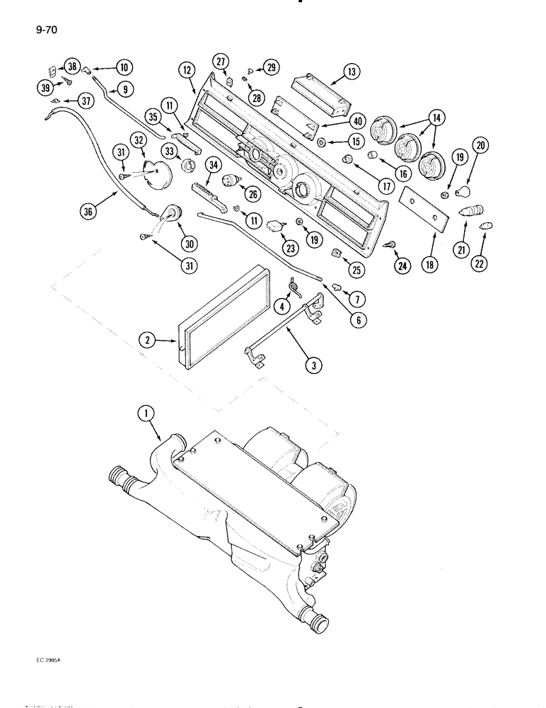 Схема запчастей Case IH 595 - (9-070) - CAB, AIR CONDITIONING CONTROLS (09) - CHASSIS/ATTACHMENTS