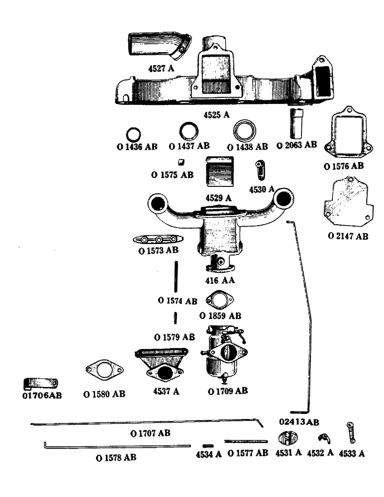 Схема запчастей Case IH LE - (22) - MANIFOLD AND CARBURETOR, LOW COST FUEL, PRIOR TO ENGINE NUMBER LE301844 