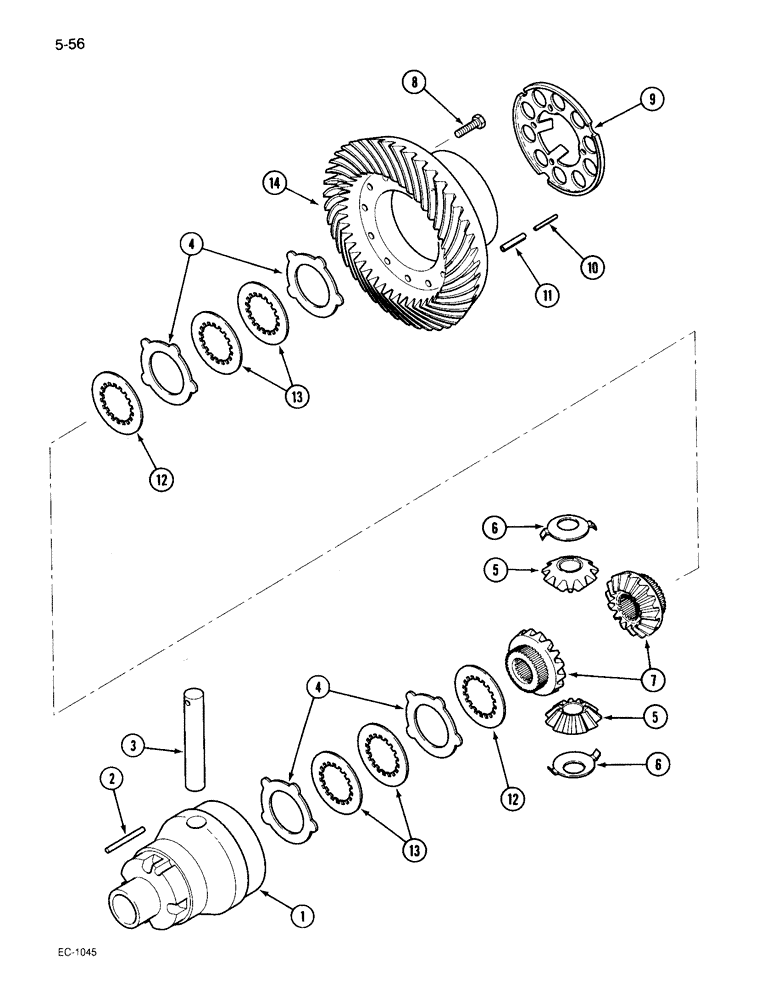 Схема запчастей Case IH 895 - (5-56) - MECHANICAL FRONT DRIVE ZF, DIFFERENTIAL (05) - STEERING