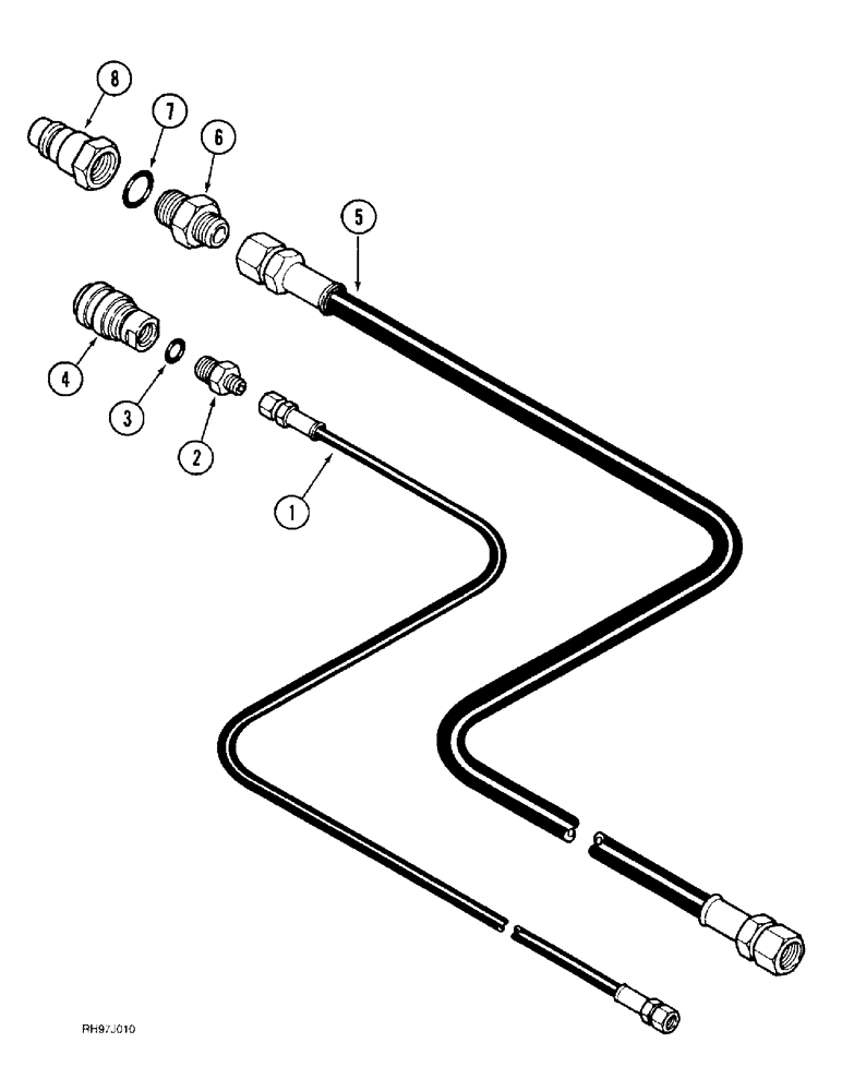 Схема запчастей Case IH 1015 - (8-06) - HEADER TO COMBINE CONNECTING HOSES, 1420, 1440, 1460, AND 1480 COMBINE (35) - HYDRAULIC SYSTEMS