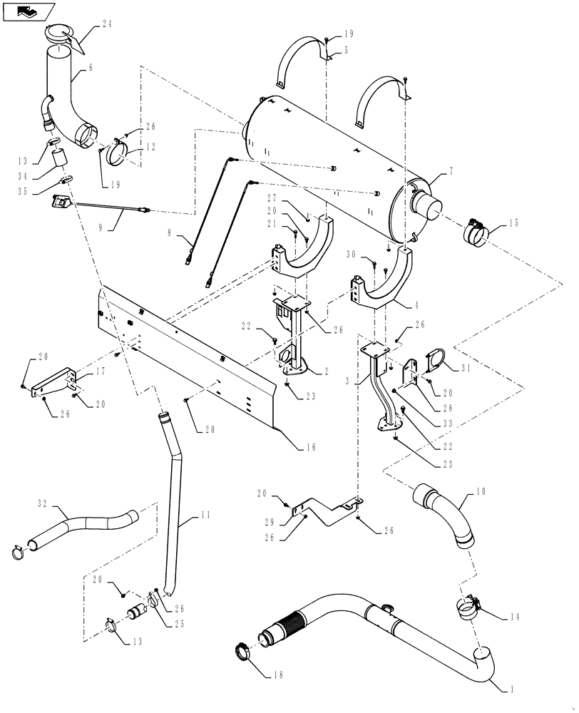 Схема запчастей Case IH 5130 - (10.254.11[02]) - EXHAUST ASSEMBLY, 5130 T4 (10) - ENGINE