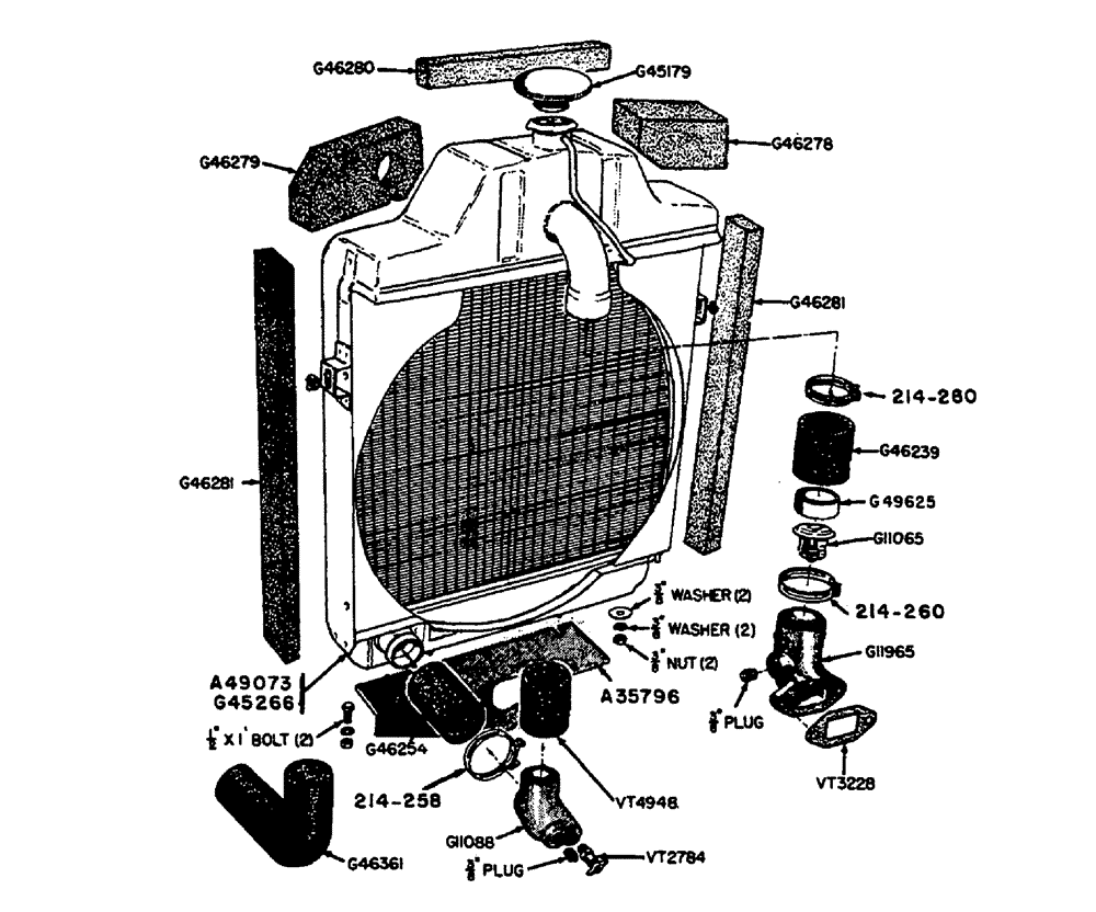 Схема запчастей Case IH 630 - (012) - RADIATOR AND CONNECTIONS (02) - ENGINE