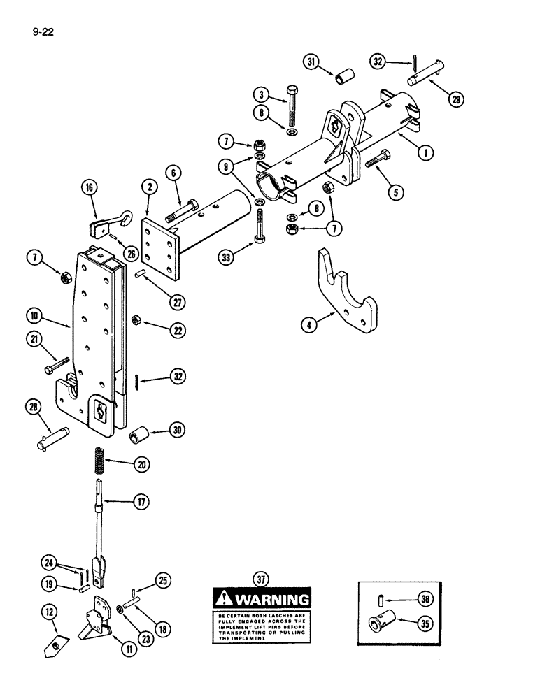Схема запчастей Case IH 3594 - (9-022) - QUICK HITCH COUPLER, CATEGORY II AND III (09) - CHASSIS/ATTACHMENTS