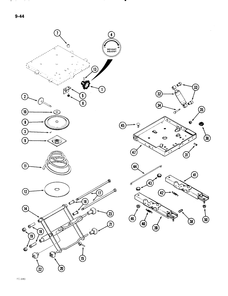 Схема запчастей Case IH 2096 - (9-044) - VINYL SEAT, WITHOUT SWIVEL (09) - CHASSIS/ATTACHMENTS
