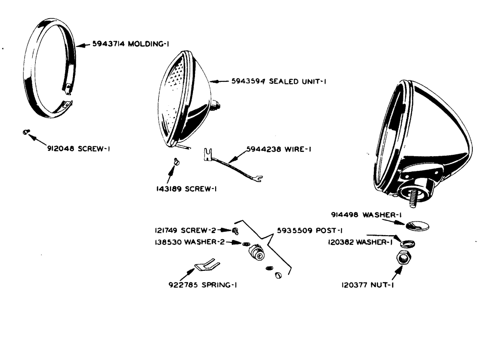 Схема запчастей Case IH LA-SERIES - (019) - PARTS FOR 09668AB FRONT TRACTOR LAMPS (04) - ELECTRICAL SYSTEMS